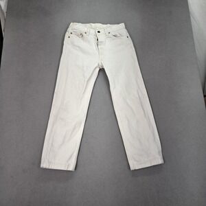 Vintage Levis 501 Jeans Mens White Straight Button Denim USA Fits 27x26